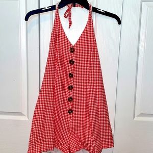 Urban Outfitters red gingham print romper sz S